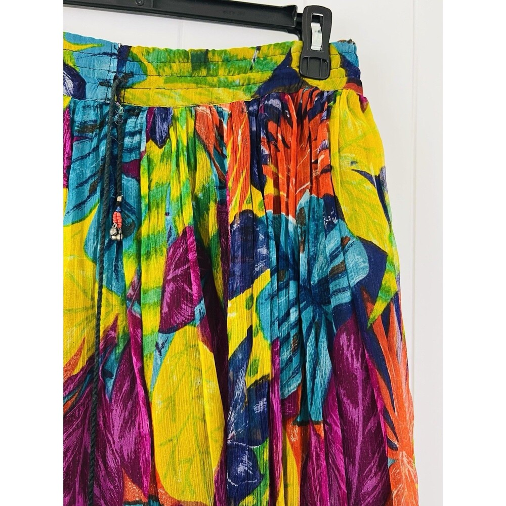 Vintage Le Mieux Colorful Chiffon Flowy Boho Hippie Gypsy Maxi Skirt Elastic OS - Picture 3 of 9